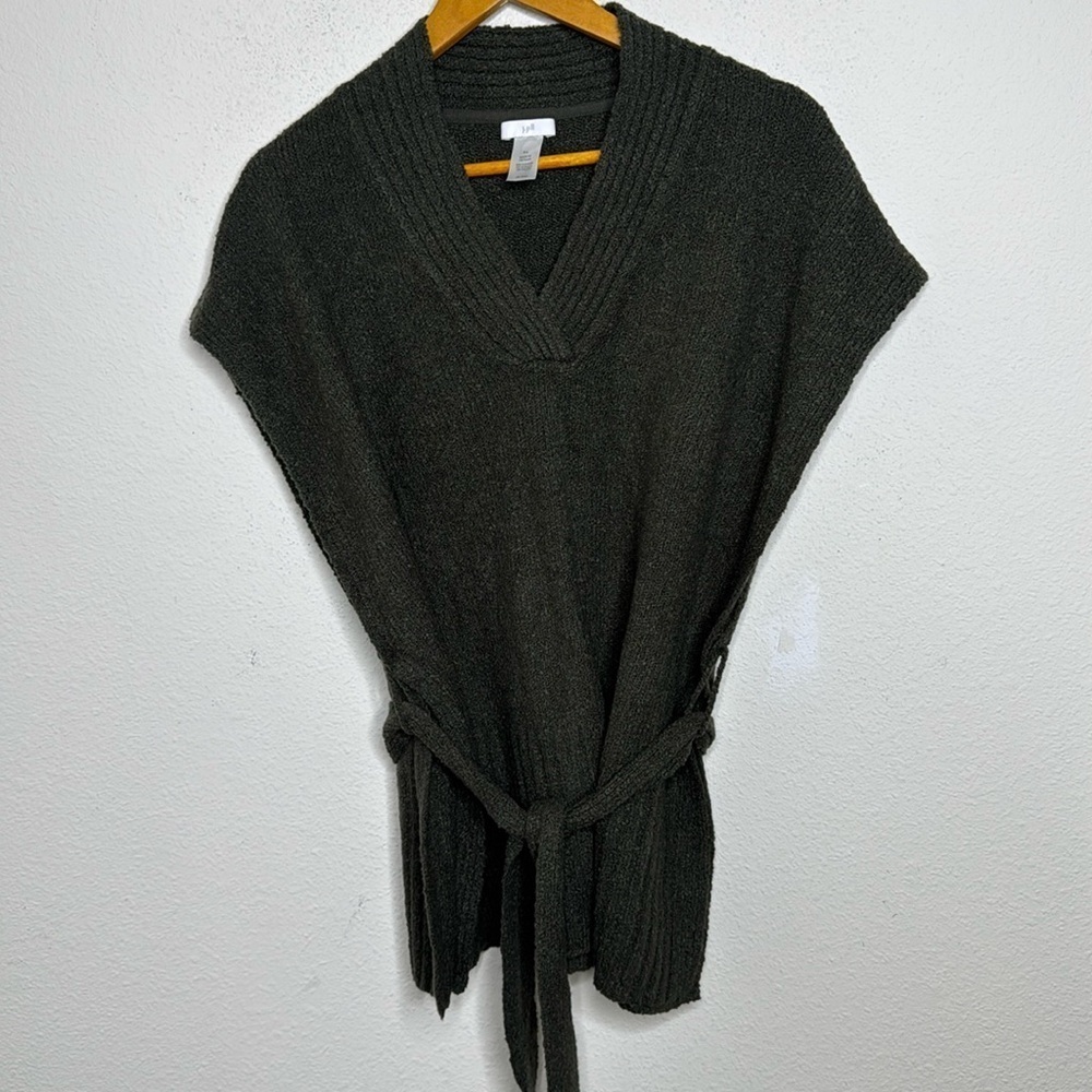 J.Jill relaxed belted vest in gray size S-L knit poncho - Picture 2 of 4